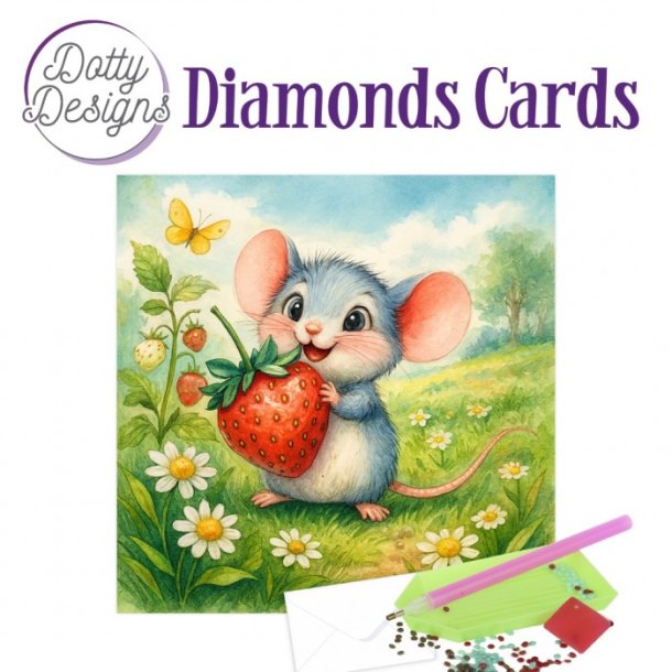 Diamond cards Mouse with strawberry 