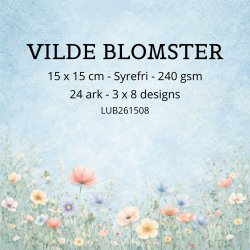 Papirblok Vilde Blomster - 15 x 15 cm - Luna Hobby
