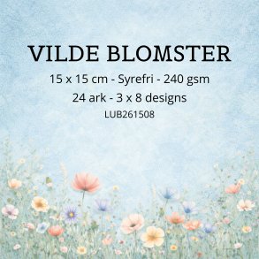 Papirblok Vilde Blomster - 15 x 15 cm - Luna Hobby