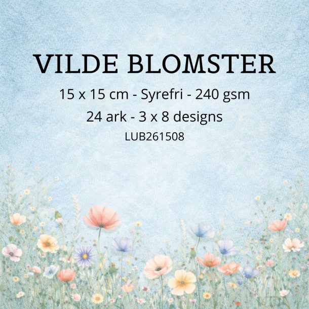 Papirblok Vilde Blomster - 15 x 15 cm - Luna Hobby