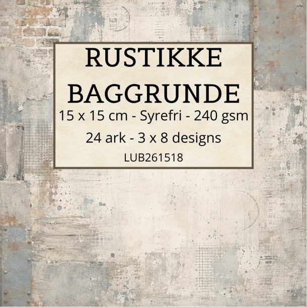 Papirblok Rustikke Baggrunde 15 x 15 cm - Luna Hobby