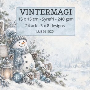 Papirblok Vintermagi 15 x 15 cm. - Luna Hobby