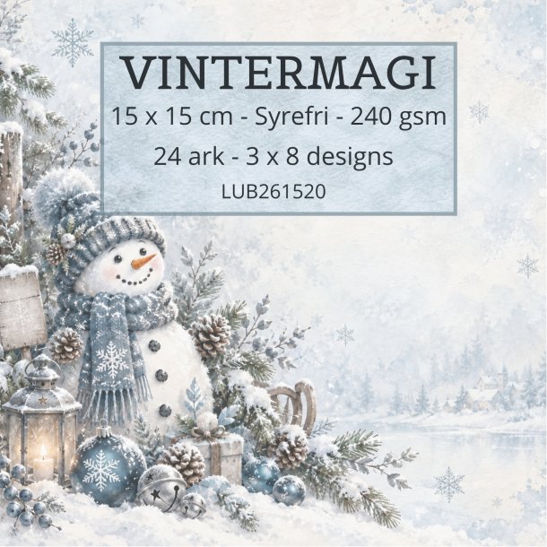 Papirblok Vintermagi 15 x 15 cm. - Luna Hobby