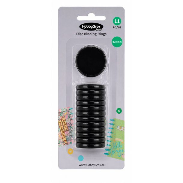 Disc Binding Rings - Black � 28mm 11stk HGT051 FORUDBESTILLING P� LAGER P� MESSEN