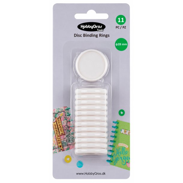 Disc Binding Rings - White �28mm 11stk HGT052 FORUDBESTILLING P� LAGER P� MESSEN