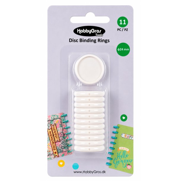 Disc Binding Rings - White �24mm 11stk HGT054 FORUDBESTILLING P� LAGER DP� MESSEN