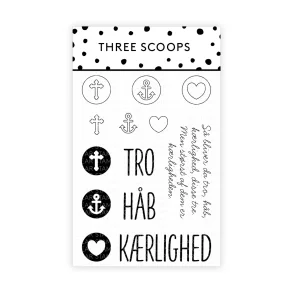 Akrylstempel Tro, h�b og k�rlighed Three Scoops