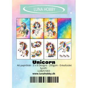 Papirblok A6 Unicorn - Luna Hobby