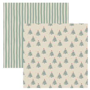 Designpapir Juletrer med pynt - 30,5 x 30,5 cm - Luna Hobby