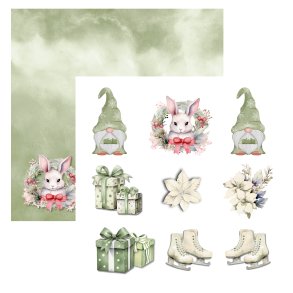 Designpapir Grn Klippeark - 30,5 x 30,5 cm. - Luna Hobby