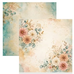 Designpapir Efter�rsblomst 30,5 x 30,5 cm. - Luna Hobby
