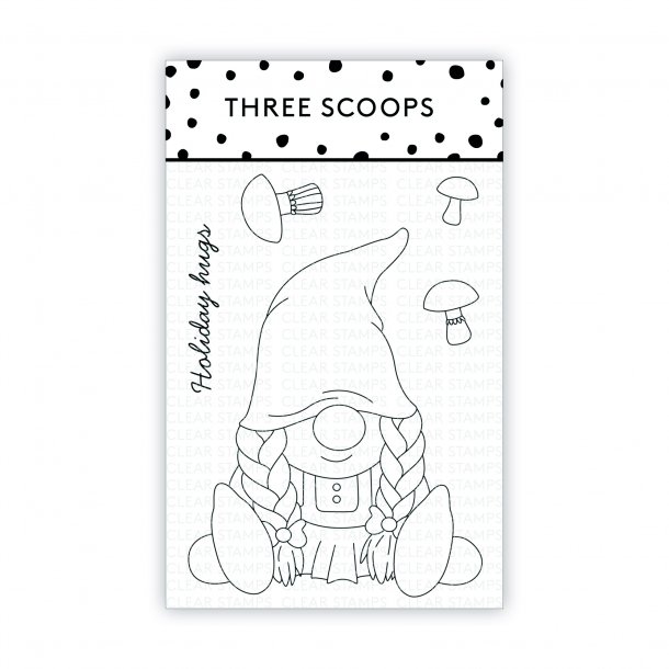 Akrylstempel Stor Drillenisse Pige - Three Scoops