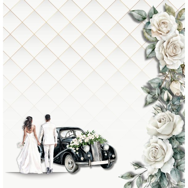 Designpapir Nygifte - 30,5 x 30,5 cm - Luna Hobby