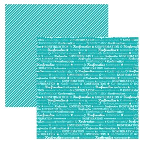 Designpapir Petrol Konfirmation - 30,5 x 30,5 cm. - Luna Hobby