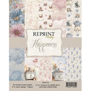 Papirblok Happiness - 6x6 Reprint