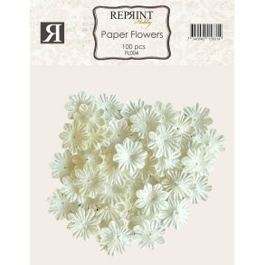 Mini papirs blomster 20mm 100stk White Reprint