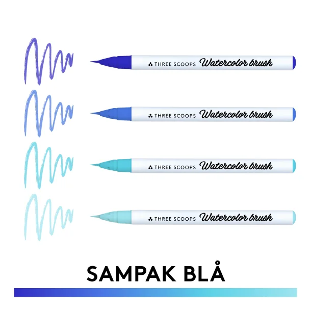 Watercolor brush - Bl sampak 4stk