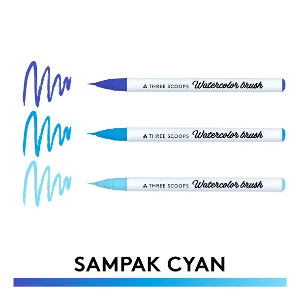 Watercolor brush - Cyan sampak 3stk