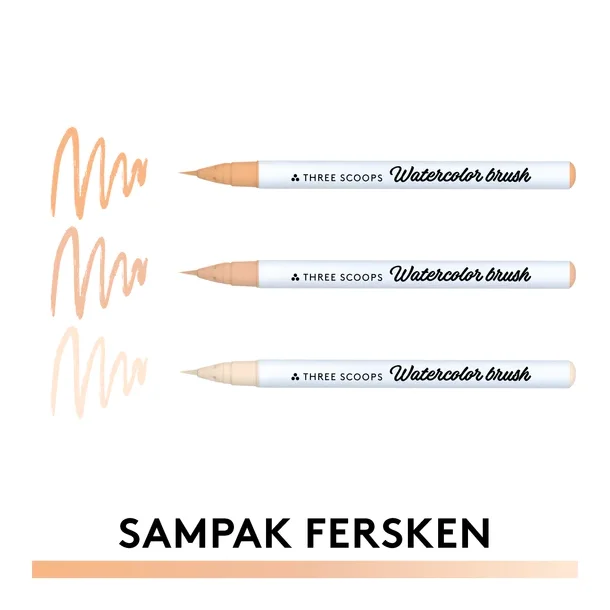 Watercolor brush - Fersken sampak 3stk