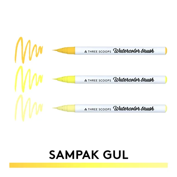 Watercolor brush - Gul sampak 3stk