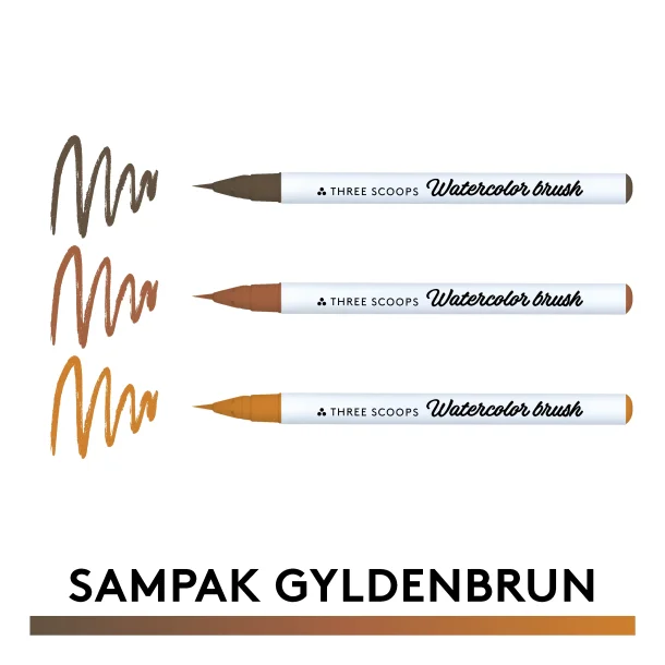 Watercolor brush - Gyldenbrun sampak 3stk