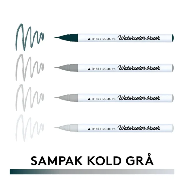 Watercolor brush - Kold gr sampak 4stk