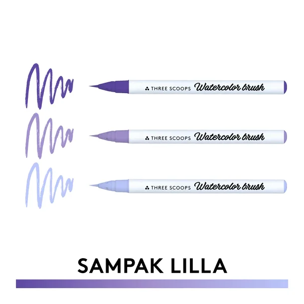 Watercolor brush - Lilla sampak 3stk