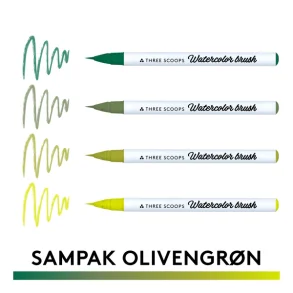 Watercolor brush - Olivengrn sampak 4stk