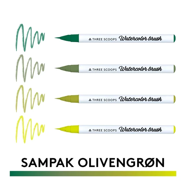 Watercolor brush - Olivengrn sampak 4stk