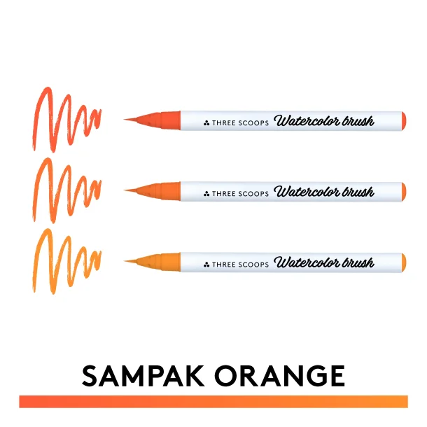 Watercolor brush - Orange sampak 3stk