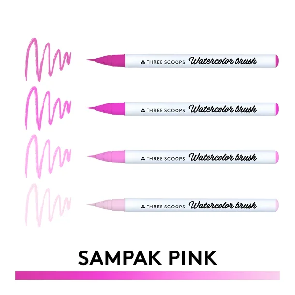 Watercolor brush - Pink sampak 4stk