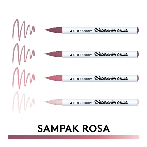 Watercolor brush - Rosa sampak 4stk