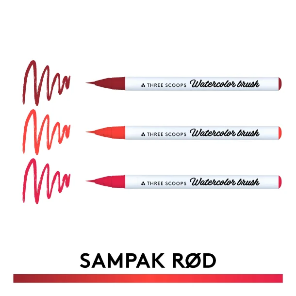 Watercolor brush - Rd sampak 3stk