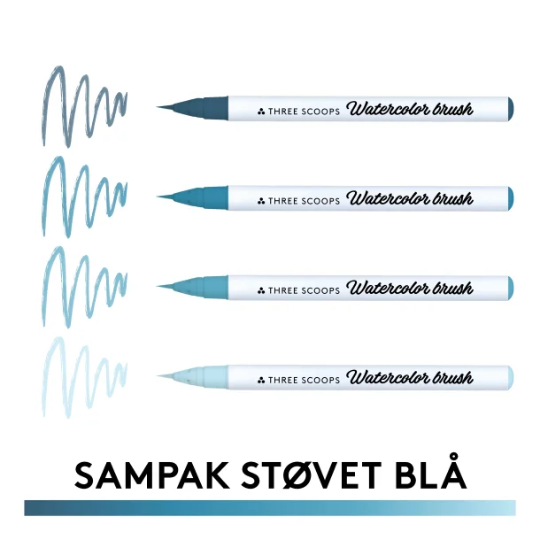 Watercolor brush - Stvet bl sampak 4stk