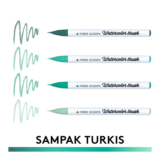 Watercolor brush - Turkis sampak 4stk