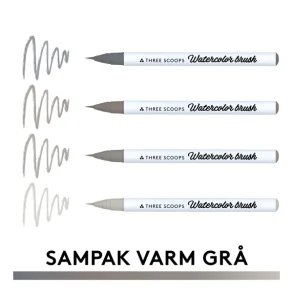 Watercolor brush - Varm gr sampak 4stk