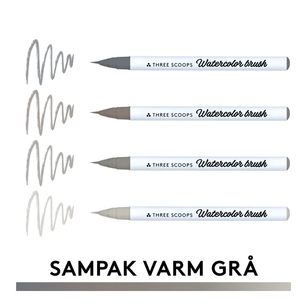 Watercolor brush - Varm gr sampak 4stk