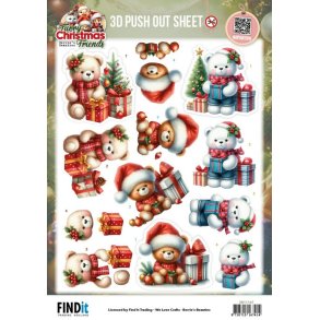 3D ark udstanset Furry Christmas Friends - Christmas Bear SB11167