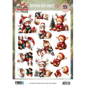3D udstanset ark Furry Christmas Friends - Christmas Deer sb11168