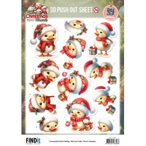3D ark udstanset Furry Christmas Friends - Christmas Funny Duck SB11169