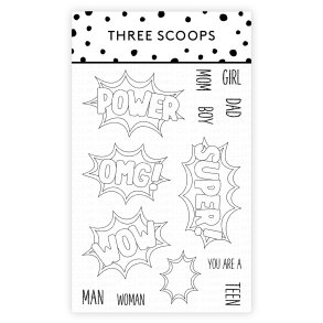 Three Scoops Stempel Superhelte ord