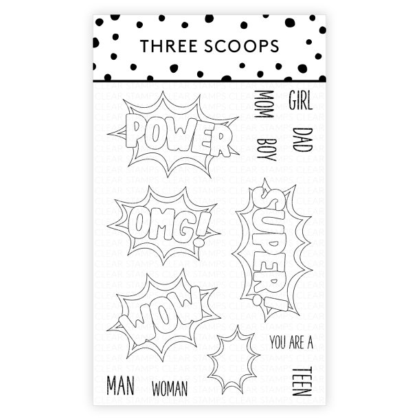 Three Scoops Stempel Superhelte ord