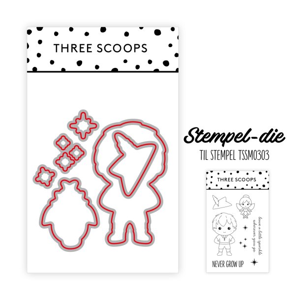 Die til stempel Never grow up - Peter Pan Three Scoops