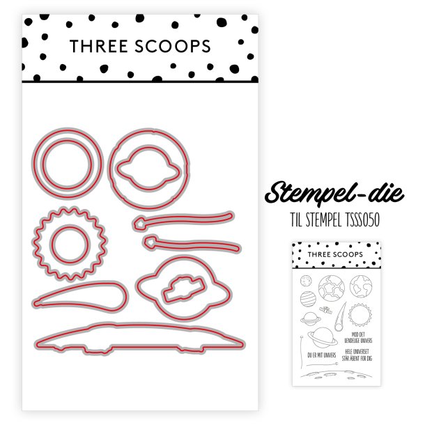 Stempel Die til Planeter mod det uendelige univers Threee Scoops