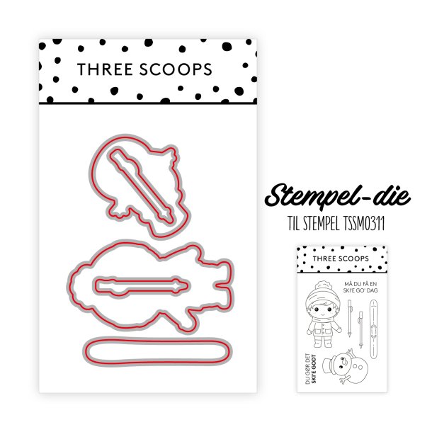 Stempel die - Vinterdreng M du f en ski'e god dag Three Scoops