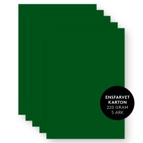 M�rkegr�n ensfarvet karton A4 5ark 280g