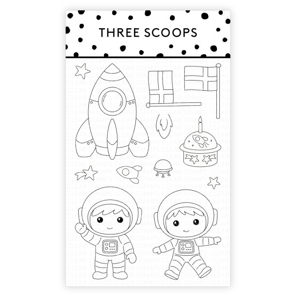 Akrylstempel Astronaut og rumraket Three Scoops