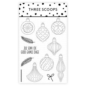 Akrylstempel Julekugler - Jul som i de gode gamle dage Three Scoops ST22