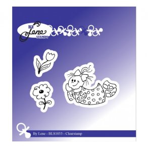 Acrylstempel st pige med blomster BLS1033 xxxx