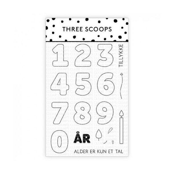 Acrylstempel Three Scoops Alder er kun et tal 